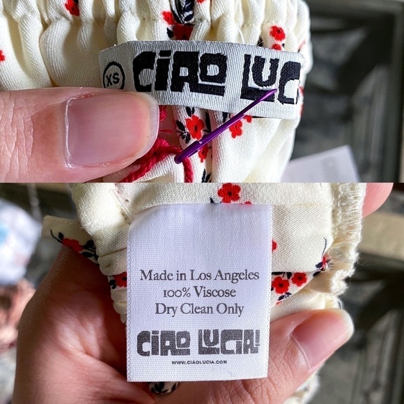 Ciao Lucia Top Guida Bralette Floral Cropped Ruched Crepe Beach Jardin XS NWT - Picture 5 of 6